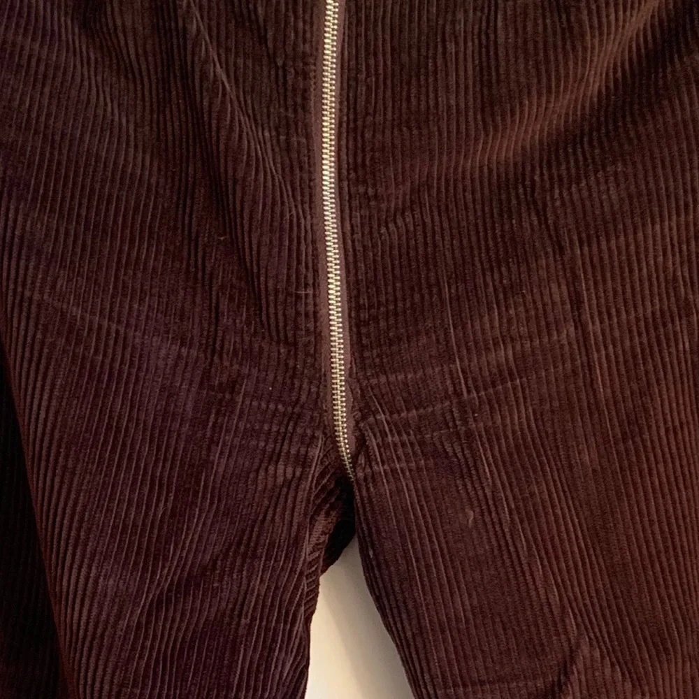 Reformation Bruno Pants Brown Corduroy Zipper Pants sz 29 - Picture 5 of 6